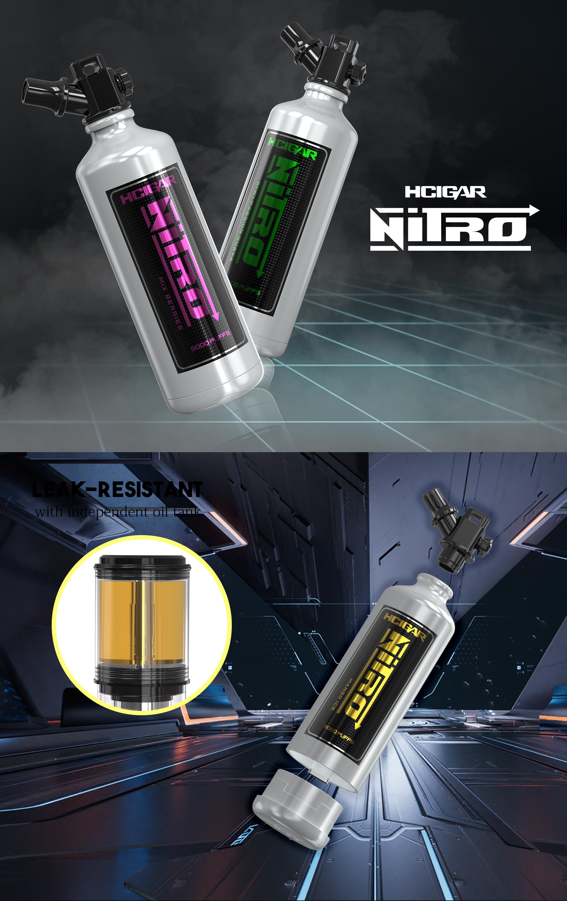 HCigar NITRO Disposable Vape box 600mAh(Rechargeable) 9000 Puffs from ...