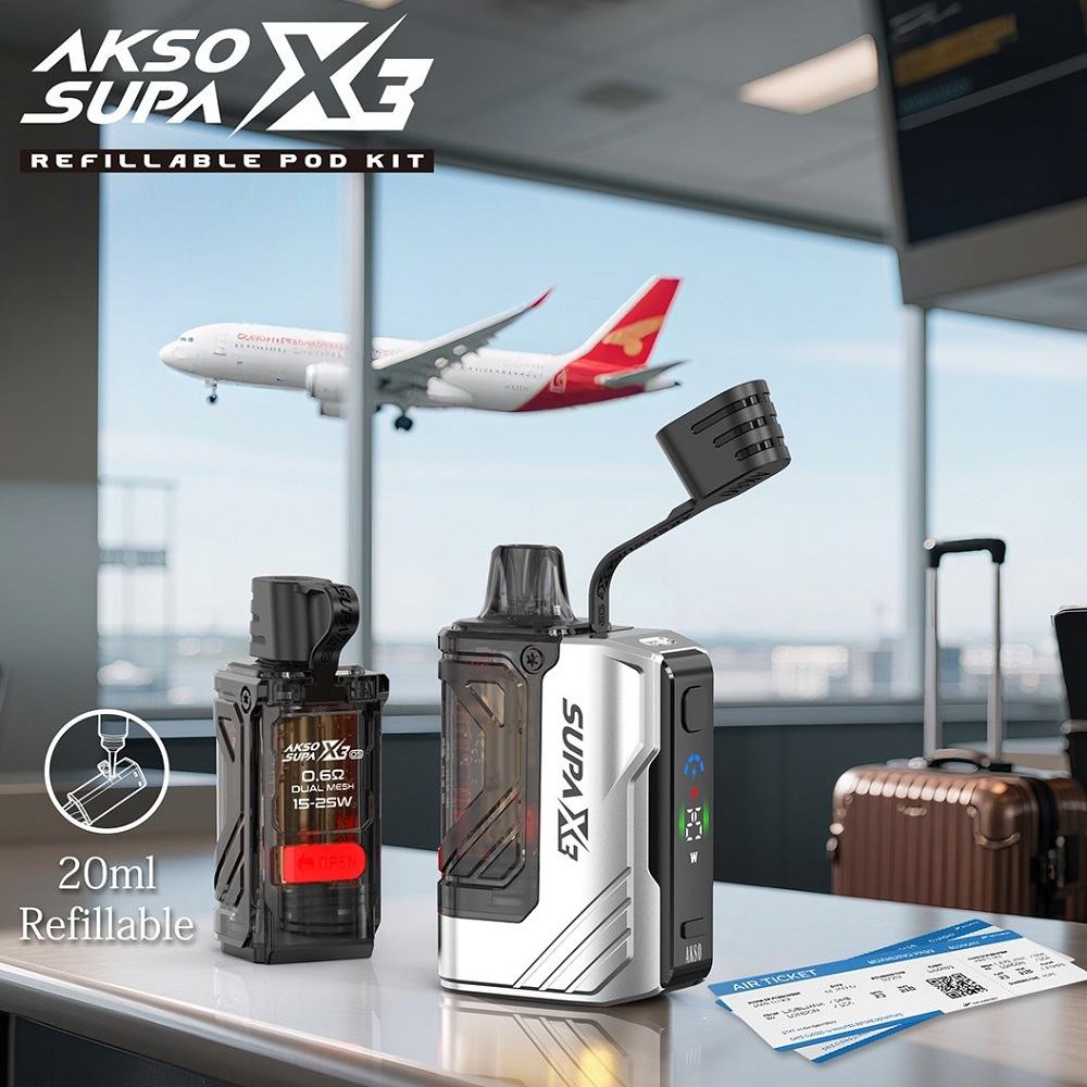 AKSO SUPA X OS – Dual-mesh Refillable Pod Kit with 20ml Large Capacity